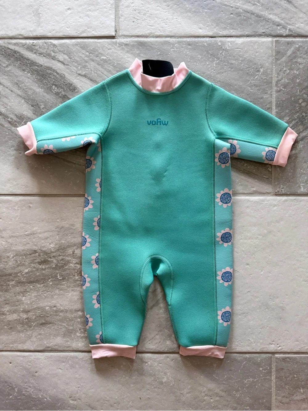 Vofiw Mint & Pink Floral Toddler Wetsuit